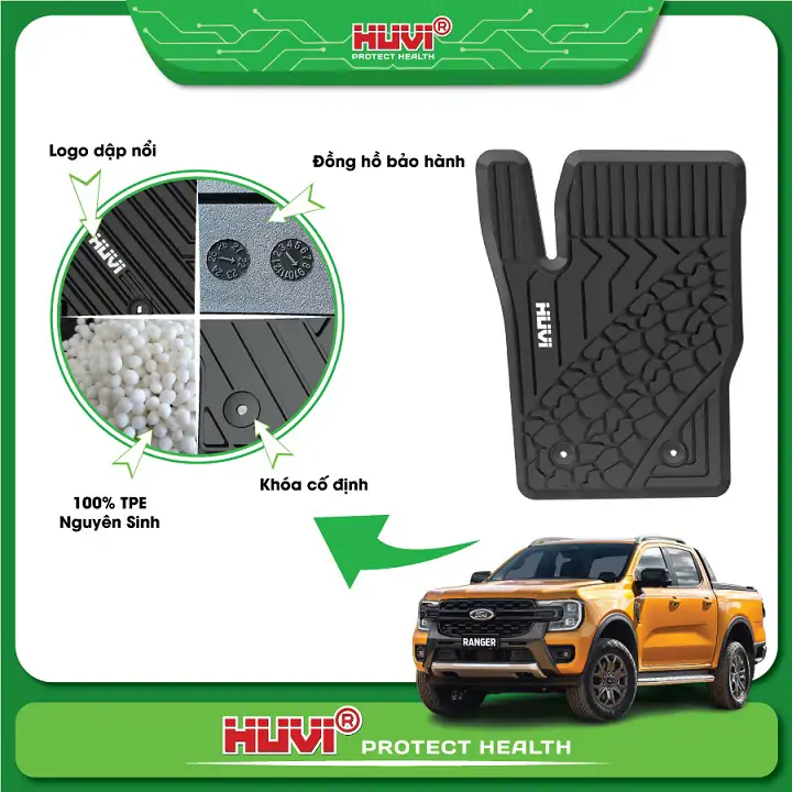 Thảm Lót Sàn Huvi Ford Ranger 2023 2D - Ảnh 4