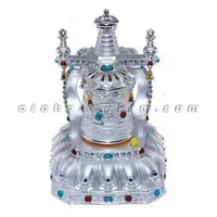 Tượng bánh xe cầu nguyện bạc
