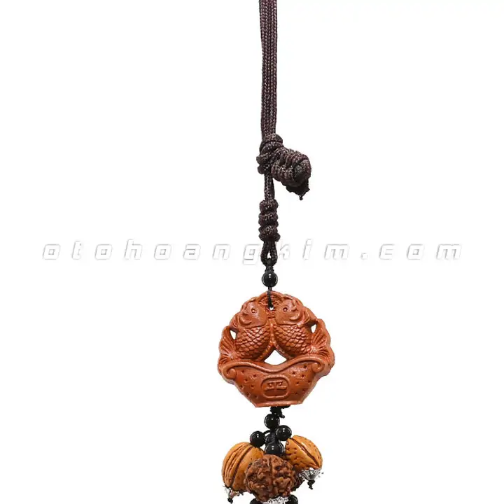 Dây treo gỗ đôi cá chép (dây đen) - Ảnh 2