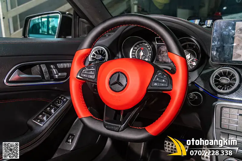 Bọc Vô Lăng Da Nappa Mercedes CLA 45 - Sắc Đỏ Đen Thể Thao - Ảnh 3