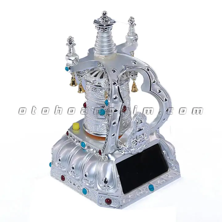 Tượng bánh xe cầu nguyện bạc - Ảnh 3