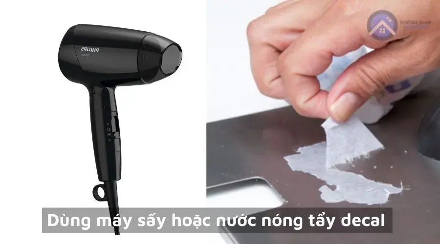 Dùng máy sấy gỡ decal nhanh chóng