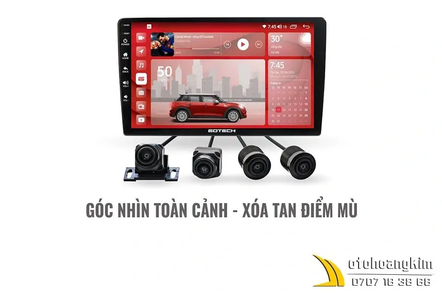 Màn hình Gotech tích hợp camera xoá tan điểm mù xung quanh xe