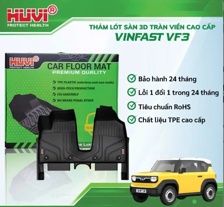 Thảm sàn Huvi xe VF3 3D cao cấp