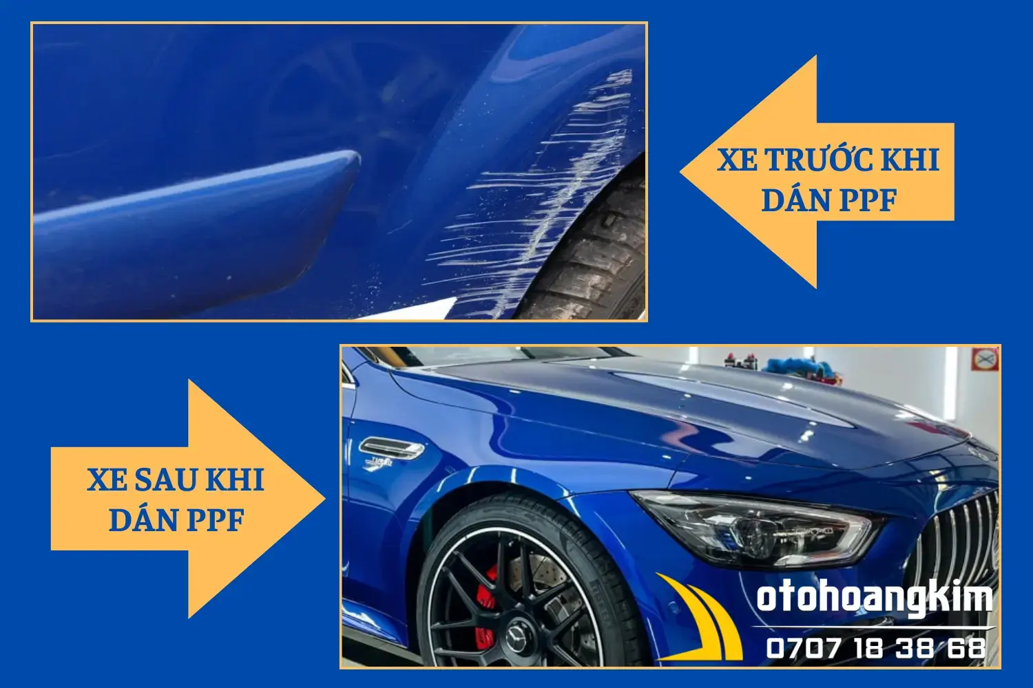 Hình ảnh trước và sau khi dán PPF cho ô tô